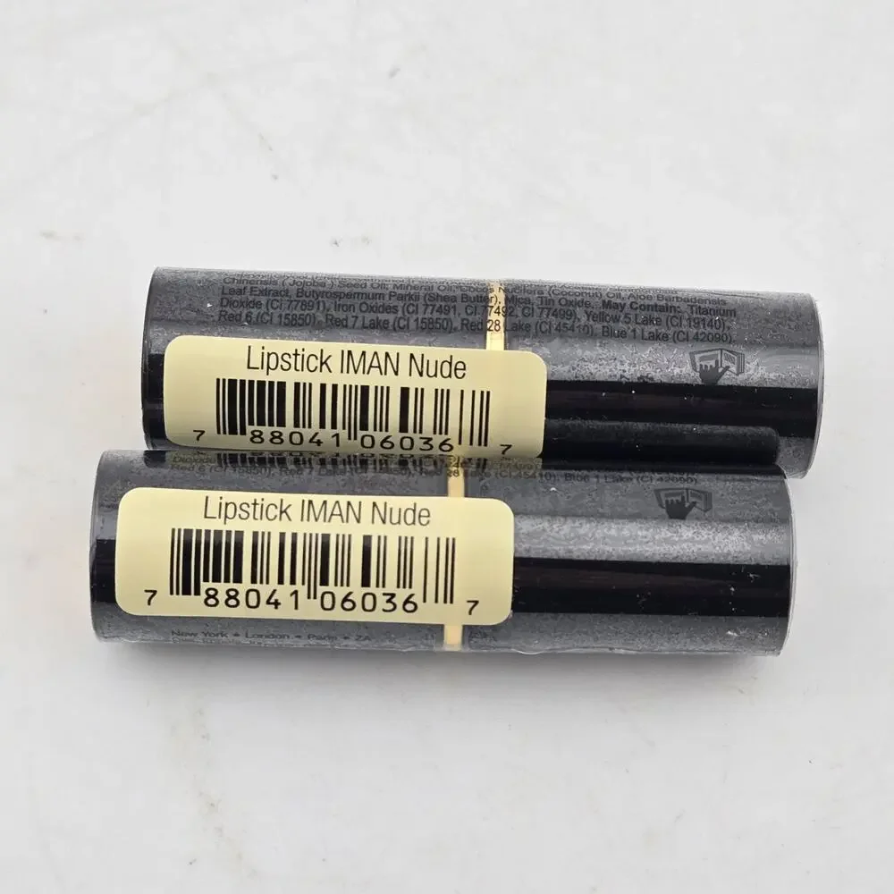IMAN Luxury Moisturizing Lipstick 598 IMAN NUDE Set Of 2 Full Size 0.13oz New